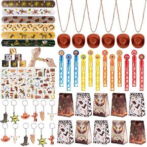 Vanblue Cowboy Western Party Favors Themed Birthday Decorations Gift Bags Temporary Tattoos for Kids Treat Bags Stuffers Party Supplies Pinata Filler Classroom Rewards 12 Sets
