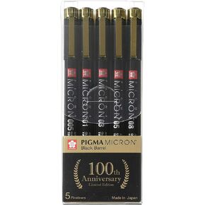Sakura Pigma Micron Black Barrel 5 Fineliners (مجموعة من 5) in Kuwait