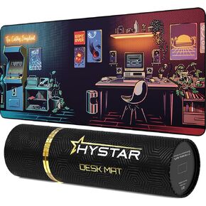 Hystar Extended Gaming Mouse Pad | XXL 36" x 16" | 5mm Thick, Waterproof Surface, Smooth Polyester Fabric, and Natural Rubber Base | Nostalgia