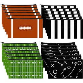 24 PCS Football Pencil Bags ، Sports Sports Pencil Case Football Pencil Pouch Bulk Ball Zipper Facs لتنظيم اللوازم الرياضية ذات الطابع الرياضي للمكاتب المدرسية.