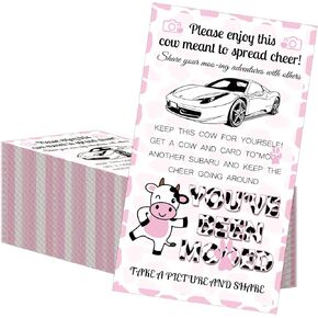 100 Pcs Moo Moo Cow Tags Cards 2 x 3.5 Inch You Have Been Mooed Adventure Tags Thank You Cow Car Cards I Love Your Car