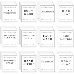 36Pcs Waterproof Labels for Bottles, Removable Bathroom Organization Stickers for Hand Soap Lotion Shampoo Conditioner Dispenser, Toiletry Labels for Plastic/Glass Bottles
