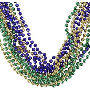 Mardi Gras Beads | 33 inch | 7 mm | Necklaces | 12 Pack