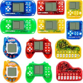 12Pcs Retro Video Game Party Favors – Mini Arcade Game, Virtual Digital Pet & Piano Keychains – Perfect for Kids & Nostalgic Adults & Goodies Bags Stuffer