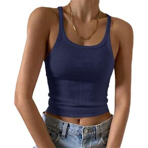 Artfish Women's Sleeveless Tank Top Form Fitting Scoop Neck Ribbed Knit Basic Cami Shirts