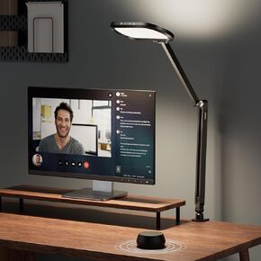 Led Desk Lamps for Home Office, Double-Sided Dimmable Desk Light with Clamp and Remote Control, Swing Arm Architect Desktop Lamp, Computer Light for Video Conference, Zoom Calls, Task, Craft
