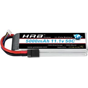HRB 3S 5000mAh Lipo Battery 11.1V 50C RC Lipo Battery with TR Plug Compatible with RC Helicopter Airplane Quadcopter Car Truck Boat