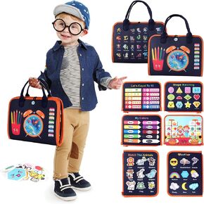 Toddler Busy Board Montessori Toys for Toddlers 3-5 Year Old Educational Activity Book Sensory Board Travel Toy Ages Learning Fine Motor Skills Preschool Quiet Book Gift for Boys Girls Kids