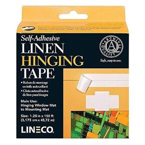lineco شريط الكتان اللصق ذاتيا. النسيج الخالي من الحمض ، النسيج درجة الحموضة المحايدة. 1.25 بوصة × 150 قدم. شريط موثوق به للتوقف ، الألواح ، التثبيت ، الحفظ ، تأطير ، حرفة ، DIY. أبيض.