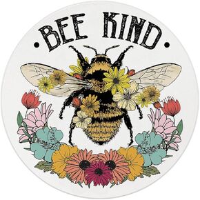 QUICQOD Cute Honeybee Flowers Mouse Pad,Bee Kind Non-Slip Rubber Base Mousepads for Office Dorm Desk Decor,Gifts for Teen Girls Women Coworkers,Bee Lover Gift,8.7 x 8.7 Inches