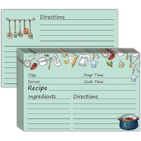 100Pcs Recipe Cards Double Sided Homey Kitchen Diaries 4x6inch Blank Cardstock Cards for Recording Recipes Bridal Shower, Banquet Preparation as a Gift or Create a Family Heirloom