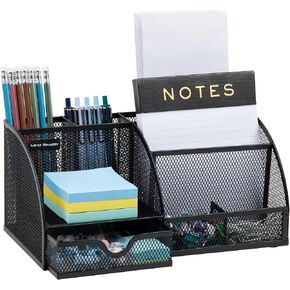 Mind Reader Desktop Organizer, File Storage, Accessory Storage, Workspace, Office, Metal Mesh, 11" L x 5.5" W x 5.25" H, Black