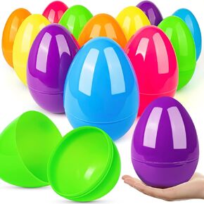 V-Opitos 12 PCS Jumbo Easter Eggs, 6 Inch Large Plastic Easter Eggs, Bulk Fillable Empty Eggs for Easter Egg Hunt, Surprise Eggs, Basket Stuffers Fillers, Easter Party Favor for Kids