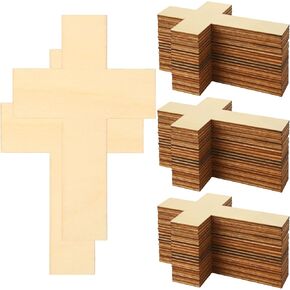 200 Pcs 4x3 Inch Blank Wooden Cross for Crafts, Unfinished Cross Shaped Wooden Pieces for Church and Home Decoration