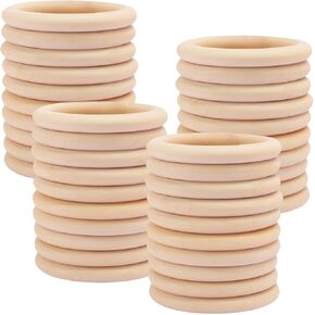 40 Pack Unfinished Wooden Rings Natural 3.1 inch Wood Craft Rings for DIY Crafts, Jewelry Making, Macrame & Home Decor