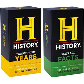 HISTORY Channel NEW Games Bundle - Stats & Facts and Through The Years - General Knowledge Trivia Chronology Timeline Card Game for Adults, Family, Students & Teens in The Pursuit of Trivial Knowledge