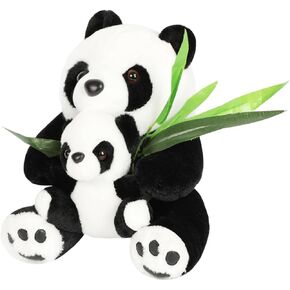 Plush Mum and Baby Panda Stuffed Animal Soft Panda Plush Cute Stuffed Panda Toy Gifts, 10"