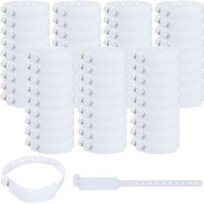bonerwhite 300 Pcs White Plastic Wristbands for Hospital Identification Bands Waterproof Medical Adjustable Shield Patient Wristband Plastic Disposable Hospital ID Wristbands for Events Party Hospital