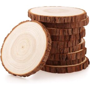 Fuyit Unfinished Wood Slices for Centerpieces, 8Pcs 5.5-6 Inch Natural Wooden Round Discs with Bark for Rustic DIY Crafts, Table Base, Wedding Decoration