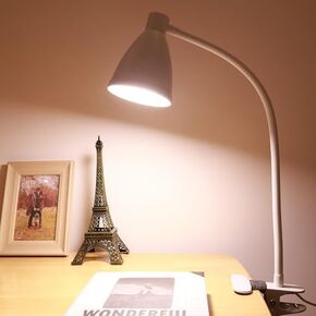 Desk Lamp with Clip, Dimmable Eye-Caring, 3 Color Modes, 10 Brightness Levels, Flexible Gooseneck, for Home Office, Craft, Video Calls, Nightstand Reading, 10W (White)