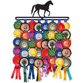 Rosette/Award Ribbon | 'Equestrian' Horse Display Hanger Holder | Black Finish | Steel