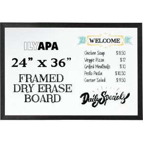 Ilyapa Extra Large Magnetic Chalk Board for Wall - Hanging Sandwich Menu Chalkboard Signs for Restaurant, Cafe, Food Truck, or Kitchen - Wall Mounted Magnet Board - 58x25 Inches - White