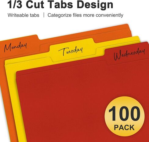 ViVin File Folder, 50 Pack Colored File Folders with 1/3-Cut Tabs, Fits 8.5 * 11 Letter Size Paper, Manilla Folders for Home Office School Documents(Multicolored) in Kuwait