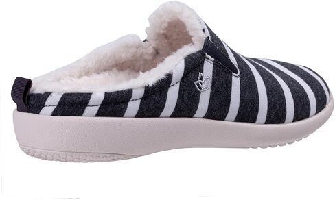 Spenco Women's Dundee Striped Slipper, Black/White, 9.5 in Saudi Arabia