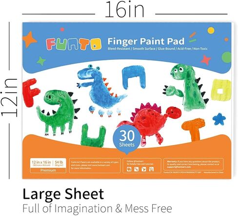 Funto Finger Paint Paper Roll, 12''x400'', Size-Free, White, Large Paint Paper for Toddlers, Art Paper for Kids, Paper for Painting, Easy to Cut in Kuwait