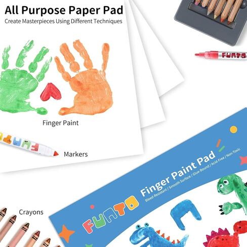 Funto Finger Paint Paper Roll, 12''x400'', Size-Free, White, Large Paint Paper for Toddlers, Art Paper for Kids, Paper for Painting, Easy to Cut in Kuwait