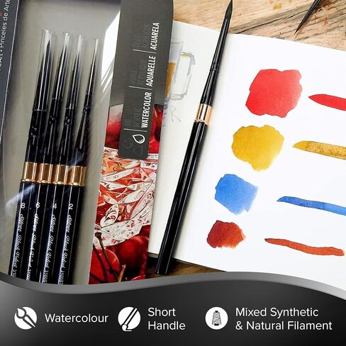 Silver Brush Limited WC-3124ST Black Velvet Voyage Master Travel Set for Watercolor, Gouache, Inks, & Dyes, Set of 4, Sizes 2, 4, 6, and 8 Round Paintbrushes, Short Handle in Saudi Arabia