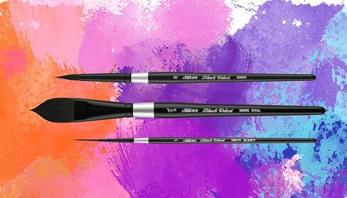 Silver Brush Limited WC-3124ST Black Velvet Voyage Master Travel Set for Watercolor, Gouache, Inks, & Dyes, Set of 4, Sizes 2, 4, 6, and 8 Round Paintbrushes, Short Handle in Saudi Arabia