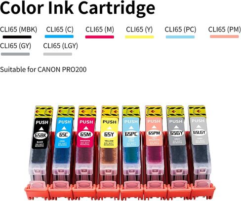 MS.R CLI65 خرطوشة الحبر （شريحة تكرارية تم ترقيتها المعاد تصنيعها CLI-65 8-COLOR BACK Pack Pack لطابعة Canon Pixma Pro200 Pro-200 (8 حزمة) in Kuwait