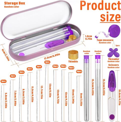 GarfxG 60 PCS Beading Needles Set with Collapsible Big Eye Beading Needles, Twisted Wire Seed Beading Needles, Straight Beading Needles and Threaders, Thimble, Scissors, Measure Tools in Storage Box in Saudi Arabia
