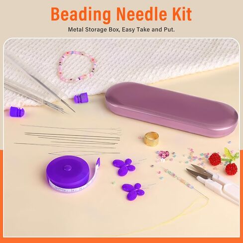 GarfxG 60 PCS Beading Needles Set with Collapsible Big Eye Beading Needles, Twisted Wire Seed Beading Needles, Straight Beading Needles and Threaders, Thimble, Scissors, Measure Tools in Storage Box in Saudi Arabia