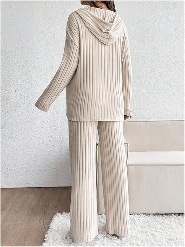 MakeMeChic Women's Maternity 2 Piece Outfits Lounge Set Ribbed Knit Long Sleeve Hoodie and Pants Pregnancy Set in Kuwait