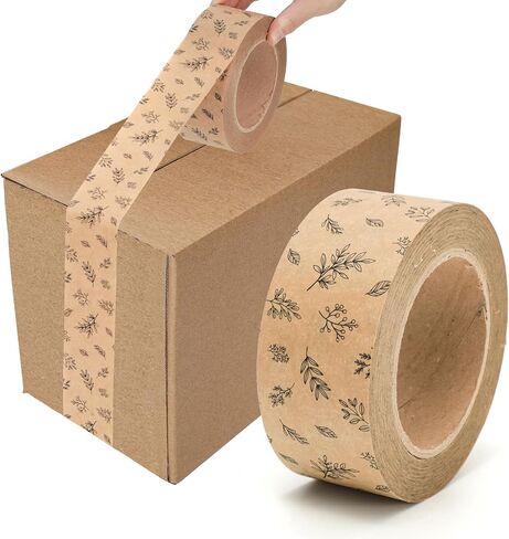 55 Yard Kraft Paper Packing Tape Botanical Leaves Brown Gift Wrapping Tape Waterproof Shipping Tape for Small Business DIY Crafts Box Carton Decor in Saudi Arabia