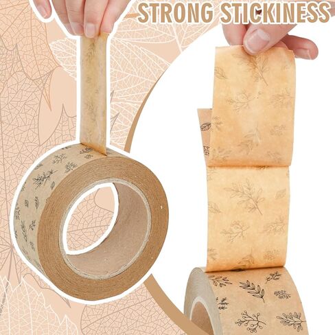 55 Yard Kraft Paper Packing Tape Botanical Leaves Brown Gift Wrapping Tape Waterproof Shipping Tape for Small Business DIY Crafts Box Carton Decor in Saudi Arabia