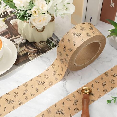55 Yard Kraft Paper Packing Tape Botanical Leaves Brown Gift Wrapping Tape Waterproof Shipping Tape for Small Business DIY Crafts Box Carton Decor in Saudi Arabia