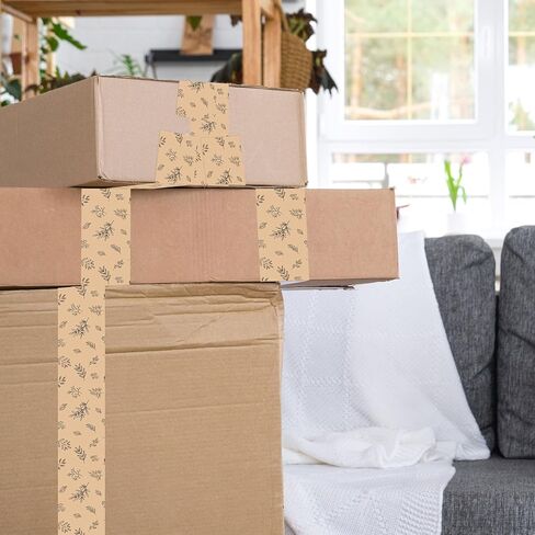 55 Yard Kraft Paper Packing Tape Botanical Leaves Brown Gift Wrapping Tape Waterproof Shipping Tape for Small Business DIY Crafts Box Carton Decor in Saudi Arabia