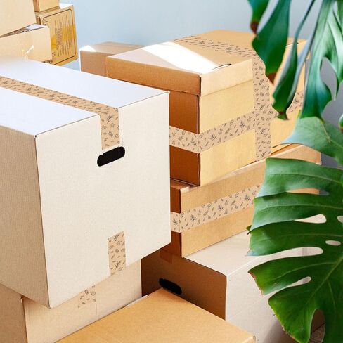 55 Yard Kraft Paper Packing Tape Botanical Leaves Brown Gift Wrapping Tape Waterproof Shipping Tape for Small Business DIY Crafts Box Carton Decor in Saudi Arabia