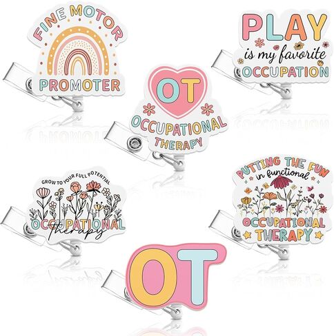Hoteam 6 Pcs Physical Therapist Badge Reel Retractable with Alligator Clip Badge Holders for Healthcare Badge Reel Clip for Doctor Nurse Physical Therapist Assistant PT Appreciation Gifts in Kuwait