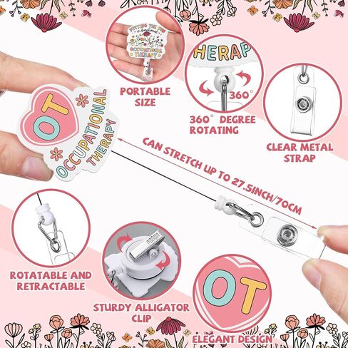 Hoteam 6 Pcs Physical Therapist Badge Reel Retractable with Alligator Clip Badge Holders for Healthcare Badge Reel Clip for Doctor Nurse Physical Therapist Assistant PT Appreciation Gifts in Kuwait