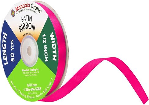Mandala Crafts Hot Pink 3 Inch Satin Ribbon for Crafts, 25 Yards in Saudi Arabia