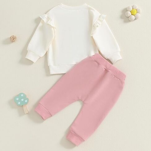 Mubineo Toddler Baby Girl Clothes Cute Flower Sweatshirt Outfits Fall Winter Long Sleeve Tops Pant Outfit Sweatsuit Set in Kuwait