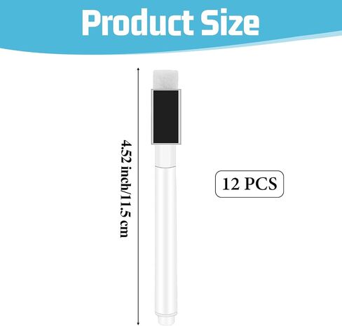 12 Pcs Fine Felt Tip Dry Erase Pens Magnet Dry Erase Markers Whiteboard Markers with Eraser Mini White Dry Erasable Markers for Office School Home Classroom Supplies in Saudi Arabia