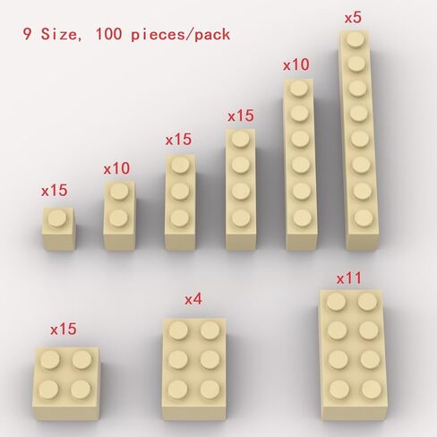 100 Piece Green Bricks Bulk Assortment Pack, 9 Size Green Classic Building Blocks Bricks, Compatible with Lego Parts and Pieces(Color: Green) in Kuwait