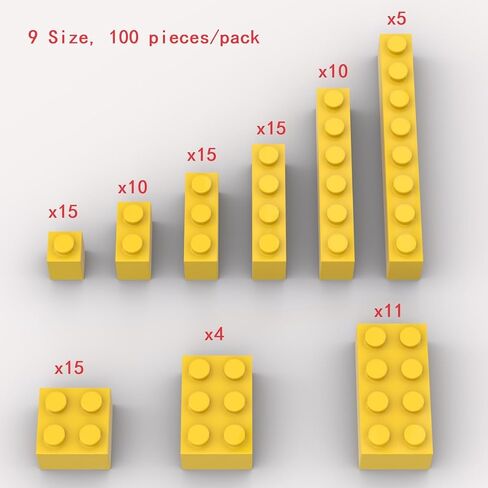 100 Piece Green Bricks Bulk Assortment Pack, 9 Size Green Classic Building Blocks Bricks, Compatible with Lego Parts and Pieces(Color: Green) in Kuwait