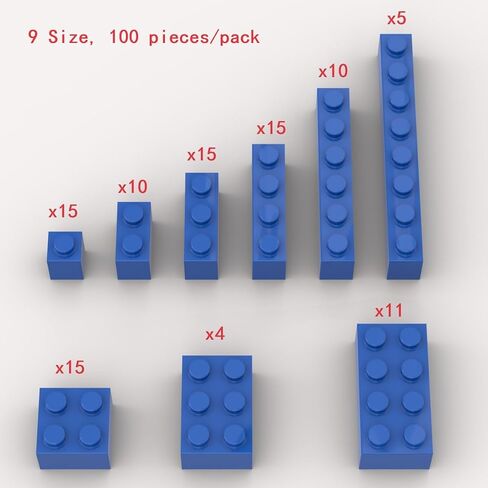 100 Piece Green Bricks Bulk Assortment Pack, 9 Size Green Classic Building Blocks Bricks, Compatible with Lego Parts and Pieces(Color: Green) in Kuwait