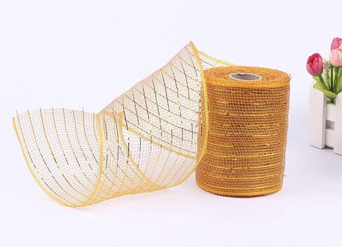 4 inch x 20 Yards-YYCRAFT Metallic Poly Mesh Ribbon (2 Pack,Black) in Kuwait